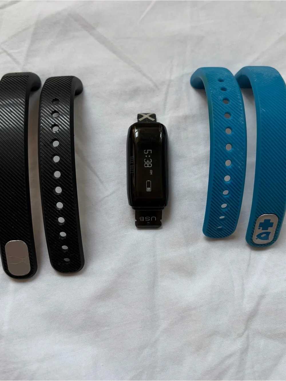Virgin Pulse Max Buzz Fitness Activity HR Tracker USB Watch with Blue Black Band